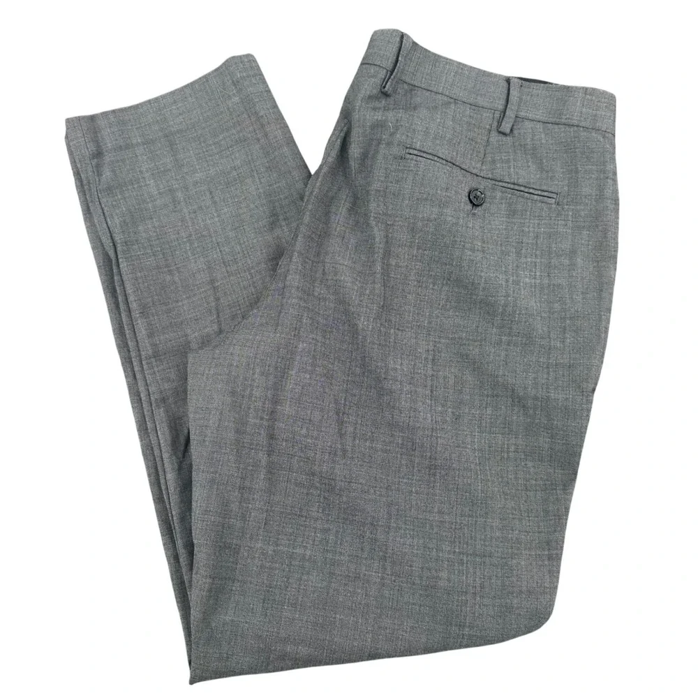 J.Crew Thompson Mens Gray 100% Wool pleated Dress Pants Trousers 38x32